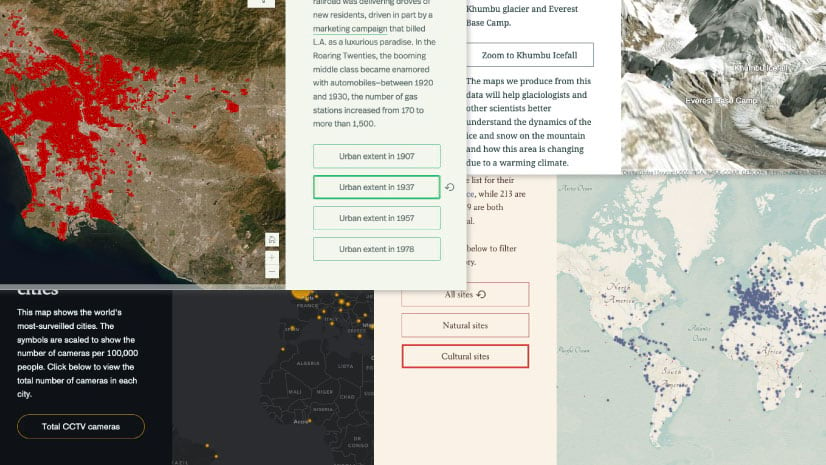 Which two types of interactive maps can be included in a story Arcgis?