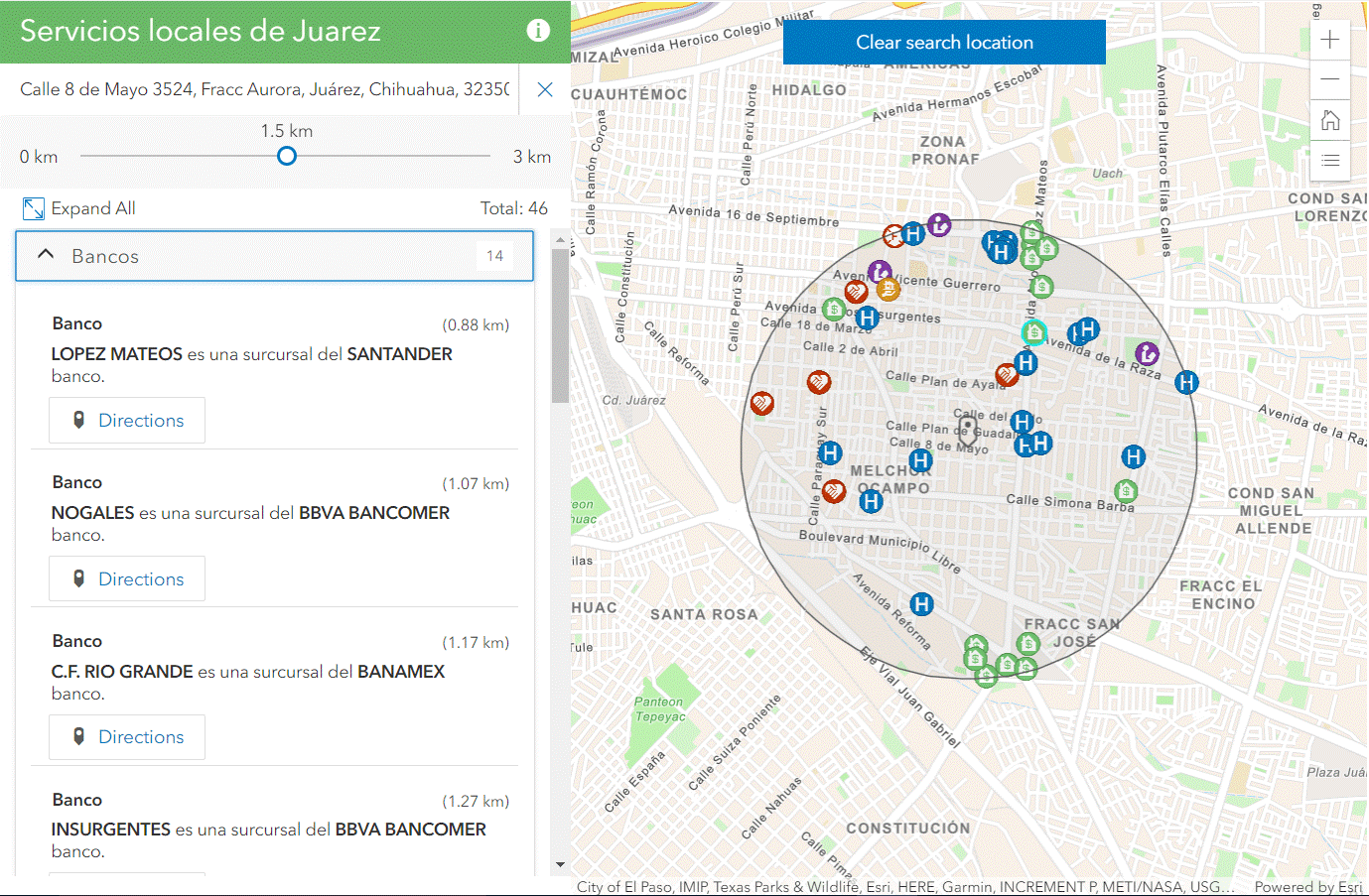 A screenshot of the Nearby application.