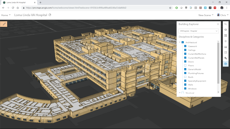 BIM-GIS Integration: Loma Linda VA hospital as a Building Scene Layer