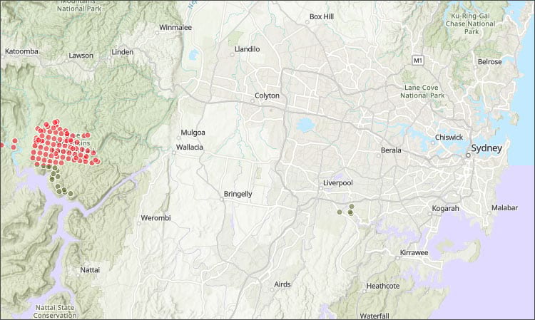 High thermal activity west of Sydney High thermal activity west of Sydney