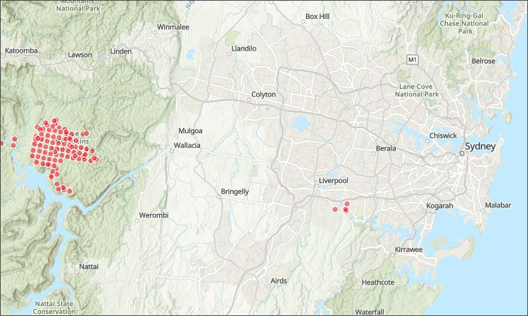 High thermal activity west of Sydney