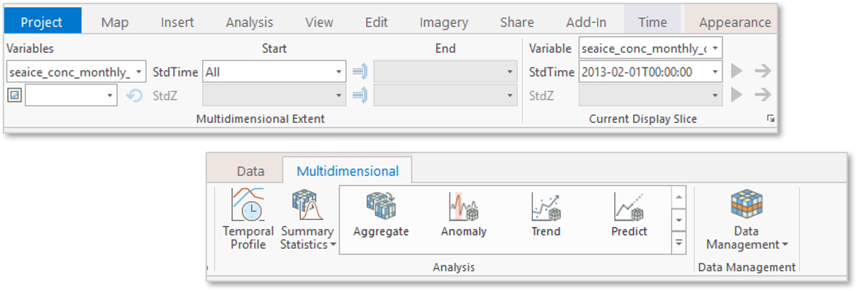 Multidimensional raster tab in ArcGIS Pro Multidimensional raster tab in ArcGIS Pro