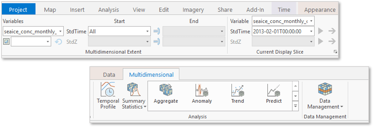 Multidimensional raster tab in ArcGIS Pro