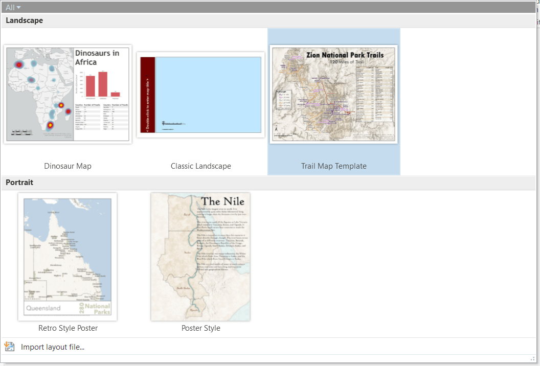A customized layout gallery with headings A customized layout gallery with headings