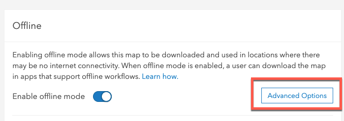 Web map offline settings