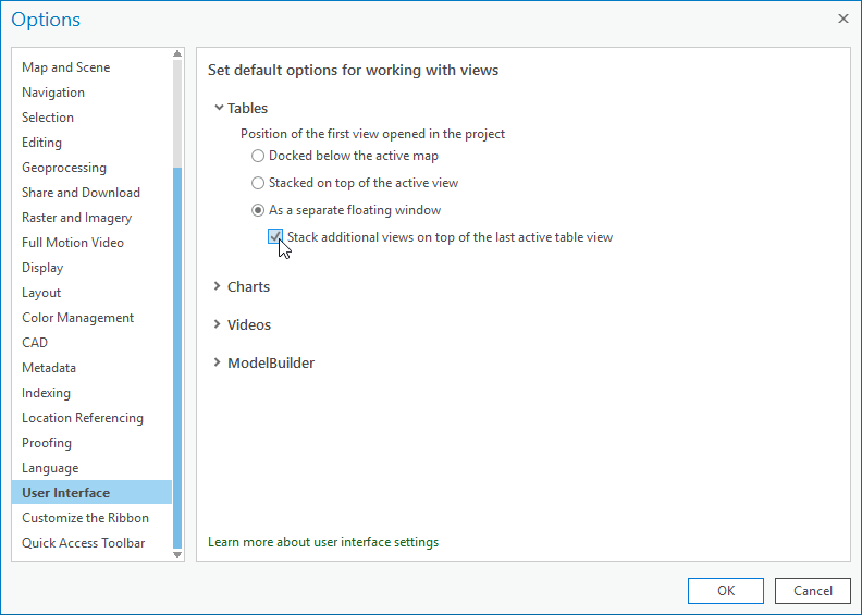 The Pro User Interface options The Pro User Interface options