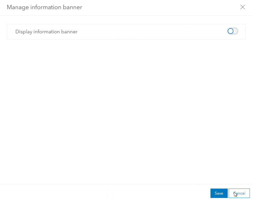 Animation showing the manage information banner options in the Organization Settings