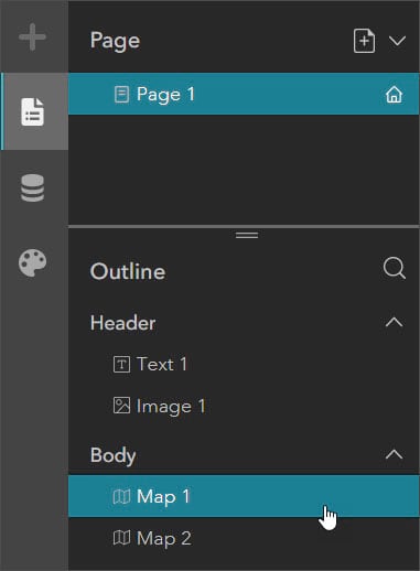 Select the map widget Select the map widget