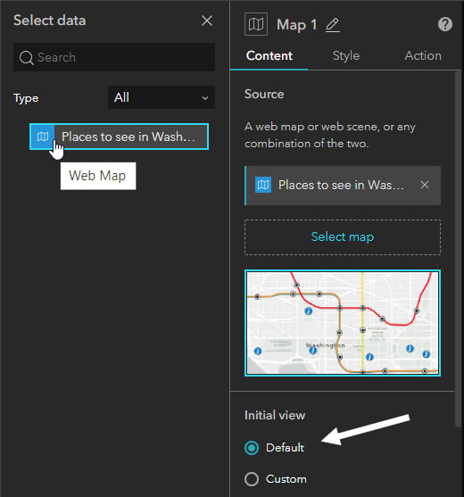 Select web map