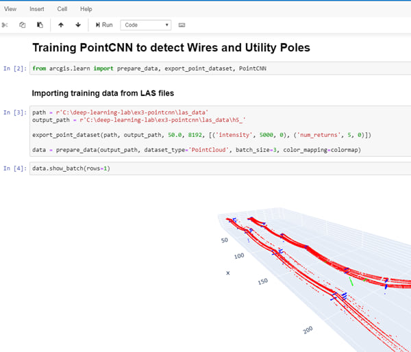 Training the PointCNN model to detect wires and poles