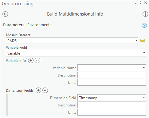 Configuring the Build Multidimensional Info tool