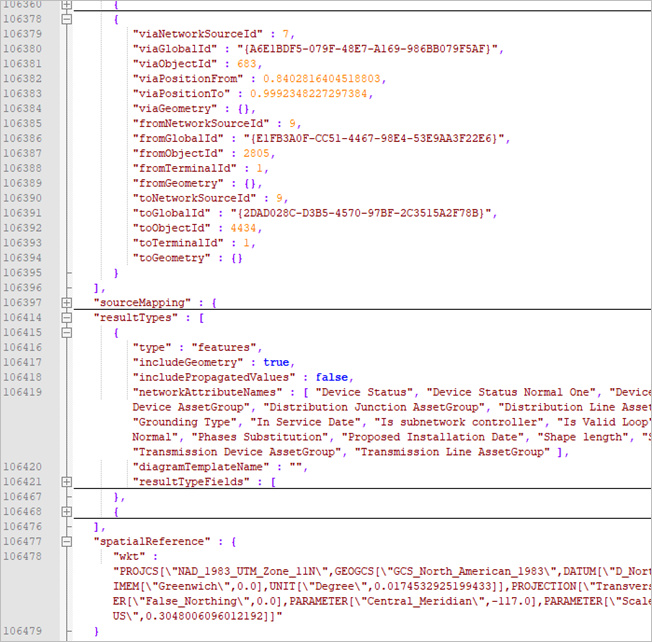 Collapsed JSON fragments