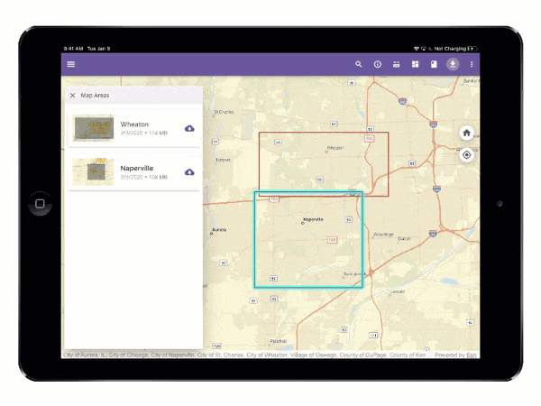 Showing workflow for viewing offline map areas