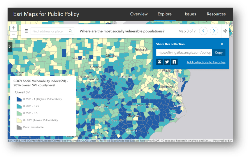 Esri Maps for Public Policy has been updated to include the latest information on COVID-19 for individual communities. Esri Maps for Public Policy has been updated to include the latest information on COVID-19 for individual communities.