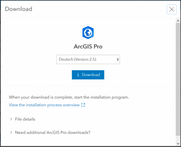 Download ArcGIS Pro directly from user settings page