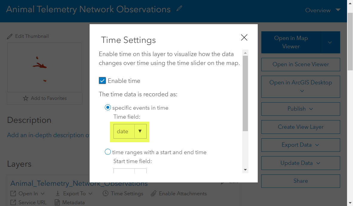 Time settings on your layer