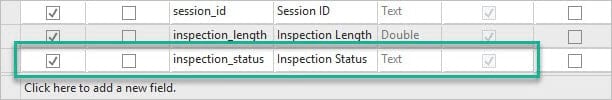 The new inspection status field in the pier spatial join attribute table.