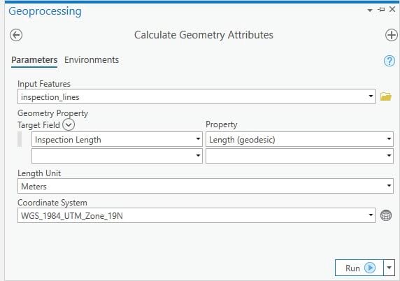 Calculate Geometry Attributes tool.