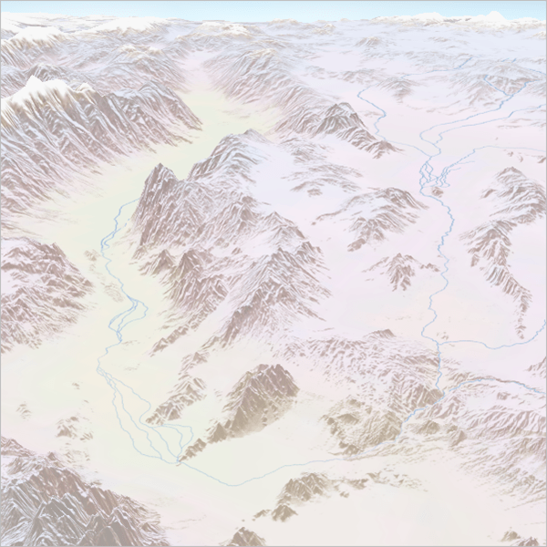 Perspective view map with custom color scheme