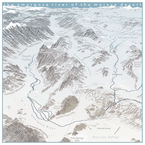 Finished perspective view map of the Amargosa River