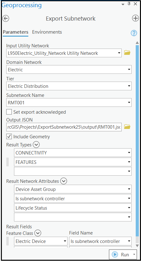 Export Subnetwork geoprocessing tool