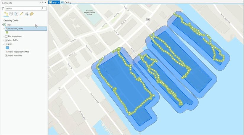 Map of inspection tracks layer.