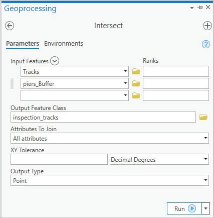 Intersect geoprocessing tool. 