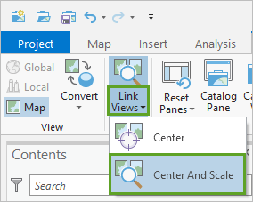 Link Views set to Center and Scale on the ribbon