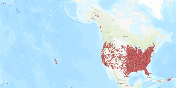 Map of toxic release facilities across the United States Map of toxic release facilities across the United States