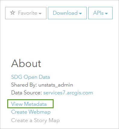 View Metadata link under About on the SDG Data Hub site View Metadata link under About on the SDG Data Hub site