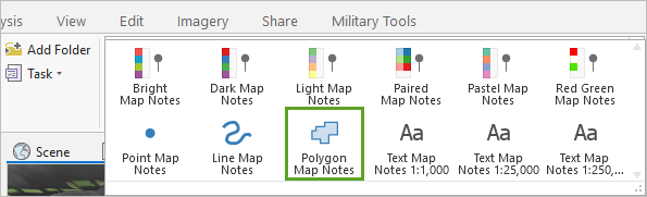 Polygon Map Notes found in the Map Notes gallery on the ribbon