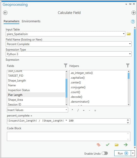 Calculate Field window.