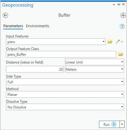 Buffer geoprocessing tool