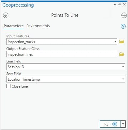 Points to Line geoprocessing tool