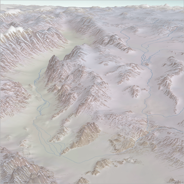 Perspective view map with shadows Perspective view map with shadows