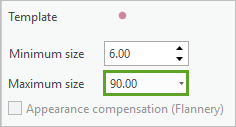 Minimum size set to 6 and maximum size set to 90