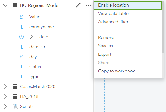 Enable location on the output dataset