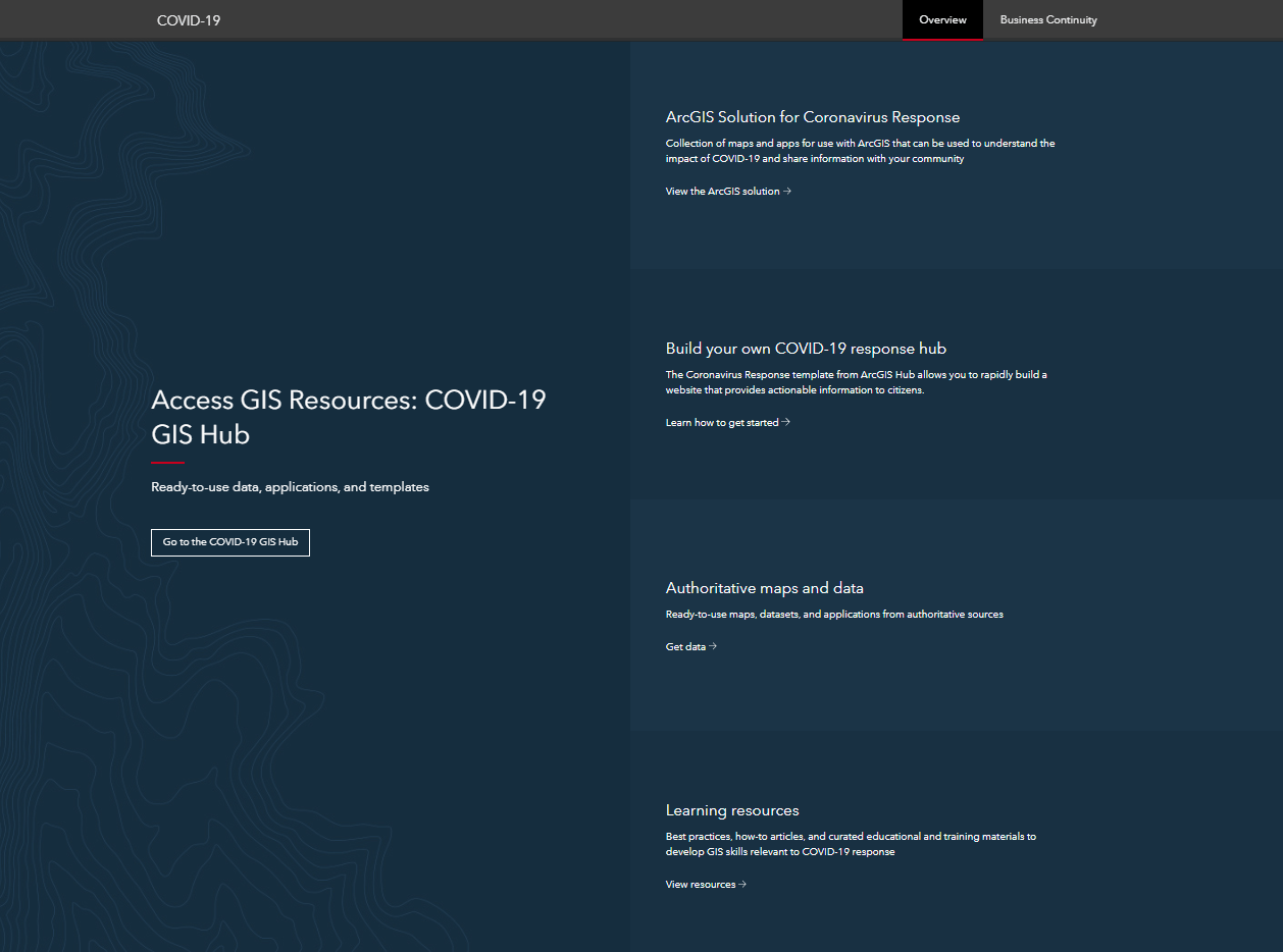 Esri COVID-19 Resources and GIS Hub Esri COVID-19 Resources and GIS Hub