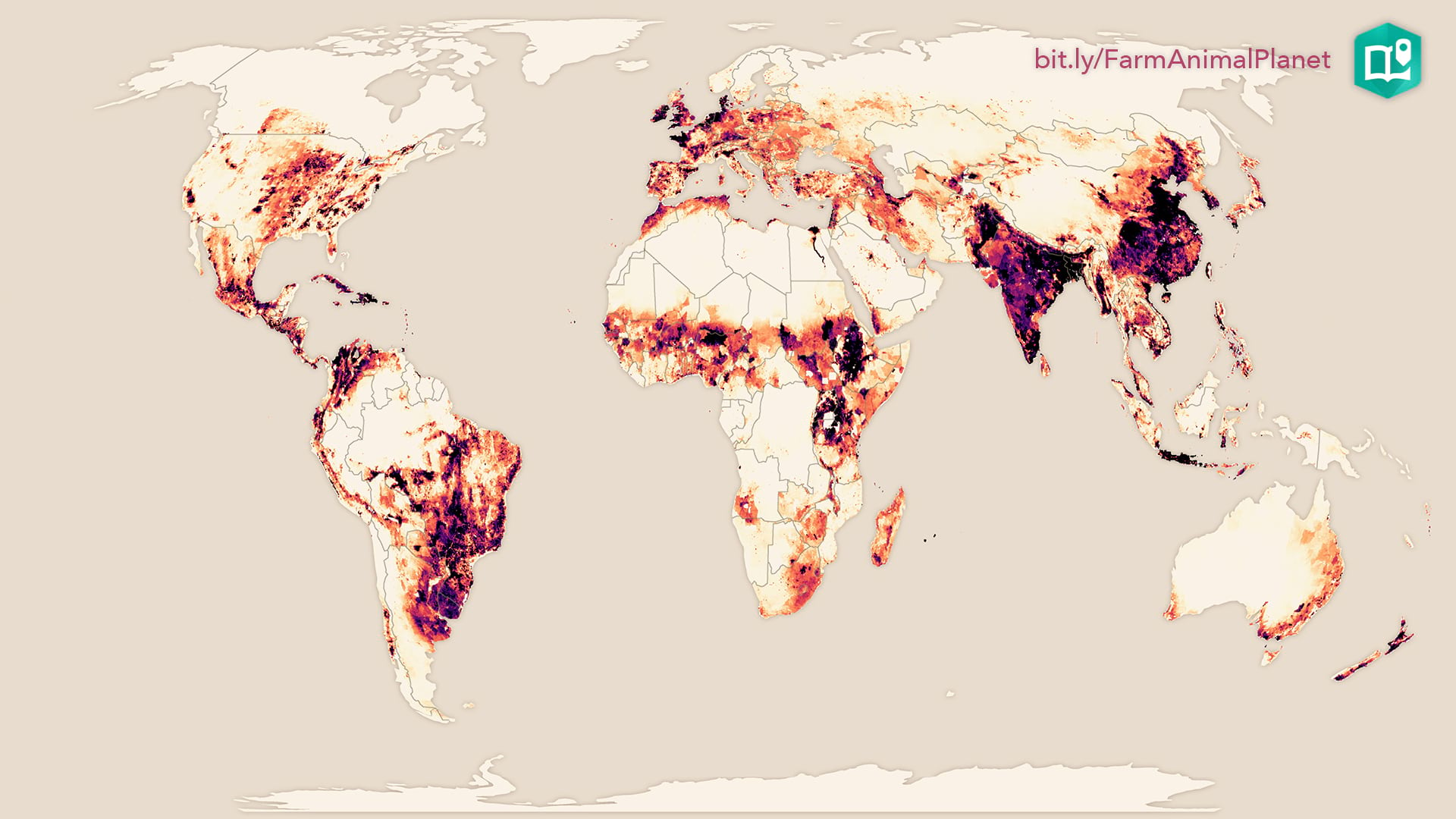 Global livestock units map with livestock density, weighted by biomass