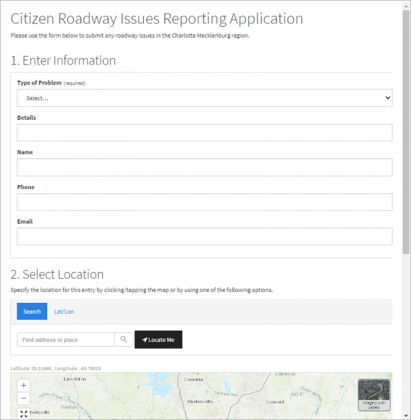 GeoForm application for citizen roadway reporter GeoForm application for citizen roadway reporter