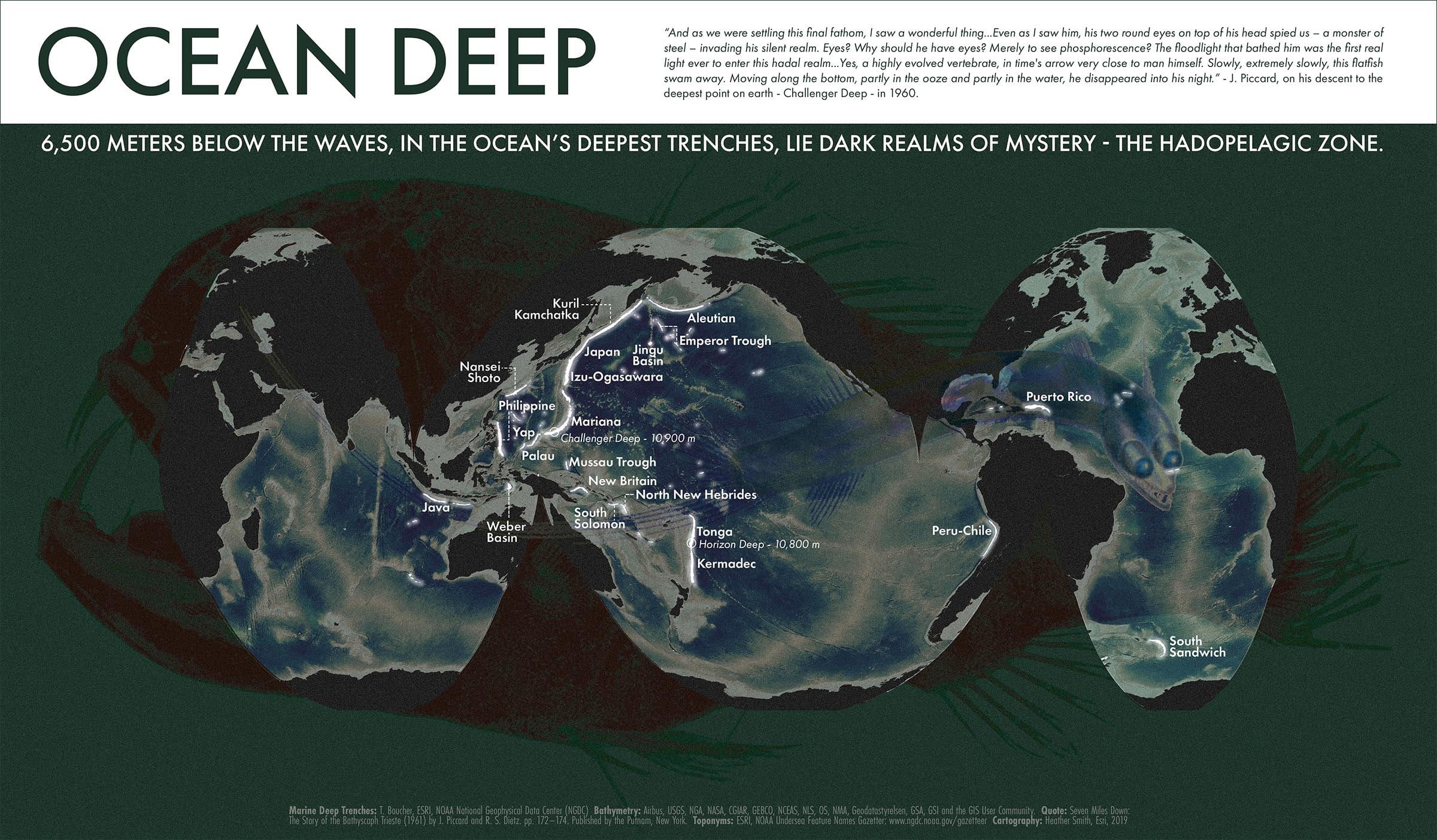 Sci-fi inspired map of ocean trenches Sci-fi inspired map of ocean trenches