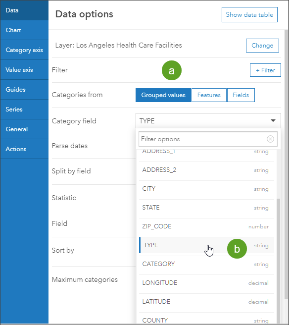 Data options - ArcGIS Dashboards