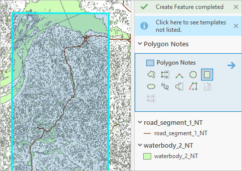 Use the Create Features pane to make a rectangle