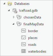 finalMapData feature dataset in the Catalog pane