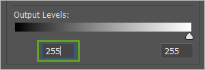 Output levels set to 255 and 255 Output levels set to 255 and 255