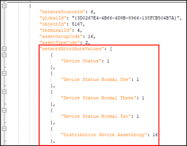 NetworkAttributeValues array