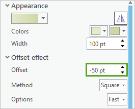 Offset set to -50 on the gradient stroke symbol layer properties