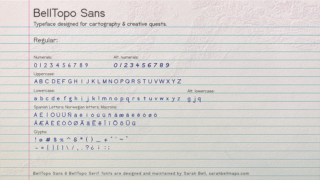 BellTopo Sans Regular on styled notebook paper