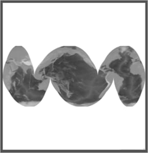 The TopoBathy layer in the World Goode Homosoline projection The TopoBathy layer in the World Goode Homosoline projection