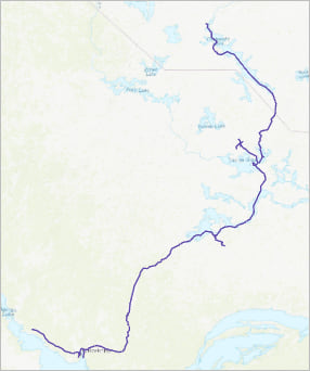 Road layer on topographic basemap